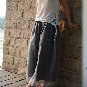 2-Layer silk organza maxi skirt pants